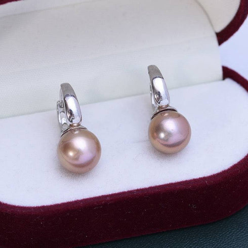 10-11mm Purple Freshwater Pearl & Classic Hoop Earrings - Earrings made with hand-selected pearls from House of Pearls