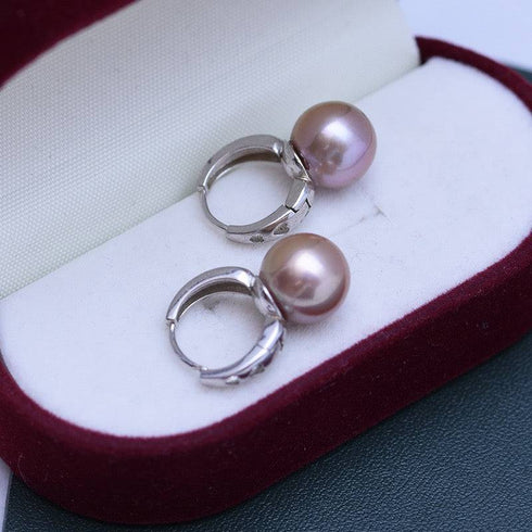 10-11mm Purple Freshwater Pearl & Classic Hoop Earrings - Earrings made with hand-selected pearls from House of Pearls