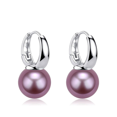 10-11mm Purple Freshwater Pearl & Classic Hoop Earrings - Earrings made with hand-selected pearls from House of Pearls