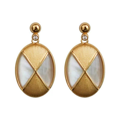 Rhombus Mother of Pearls Earrings Gold Vermeil - House Of Pearls