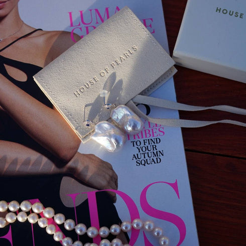 Sapphire White Freshwater Baroque Pearl Earrings by House Of Pearls