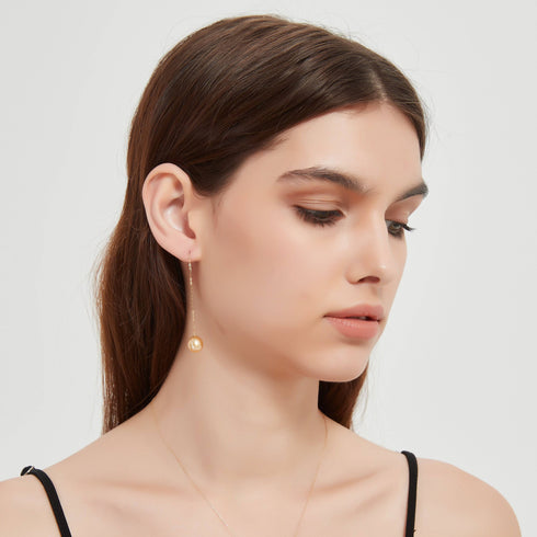 South Sea Golden Pearl Drop Ear Threaders - House Of Pearls