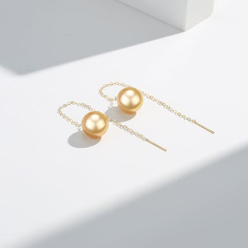 South Sea Golden Pearl Drop Ear Threaders - House Of Pearls