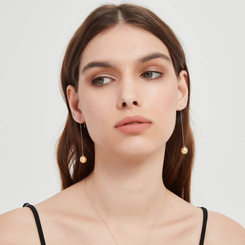 South Sea Golden Pearl Drop Ear Threaders - House Of Pearls