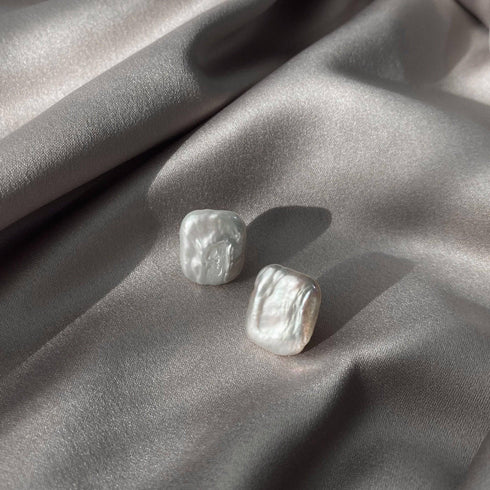 White Baroque Freshwater Pearl Stud Earrings - House Of Pearls