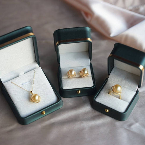 Golden South Sea Pearl 11.0-12.0mm & CZ Rose Earrings - House Of Pearls