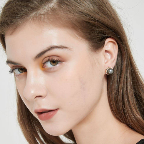 Tahitian South Sea Pearl & CZ Earrings - House Of Pearls