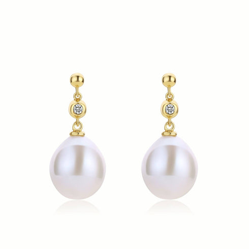Baroque Drop Pearl & Cubic Zirconia Earrings - House Of Pearls