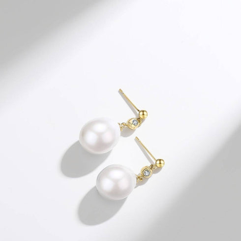 Baroque Drop Pearl & Cubic Zirconia Earrings - House Of Pearls
