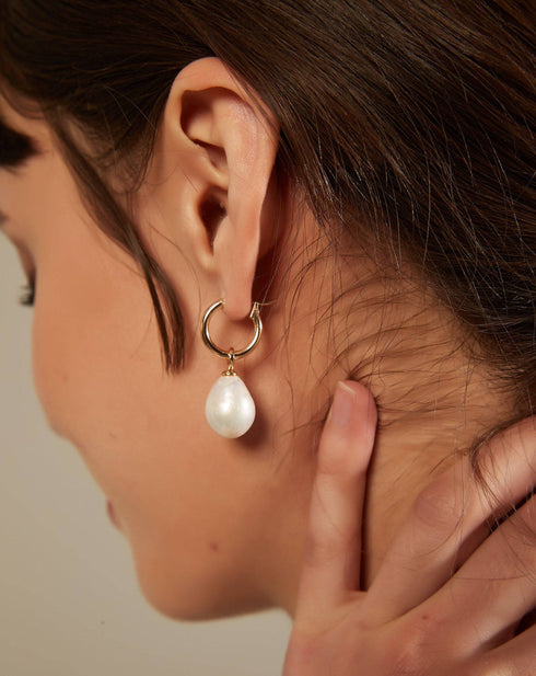 Versatile Drop Shaped Pearl Hoop Earrings - House Of Pearls