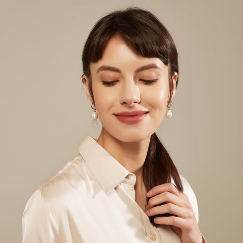 Versatile Drop Shaped Pearl Hoop Earrings - House Of Pearls