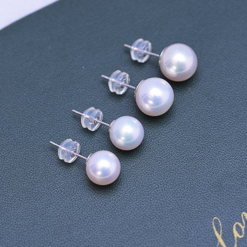 Timeless AAAA White Freshwater Round Pearl Stud Earrings - House Of Pearls