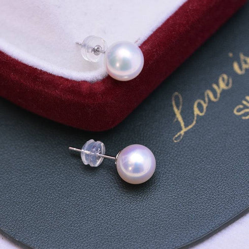 Timeless AAAA White Freshwater Round Pearl Stud Earrings - House Of Pearls