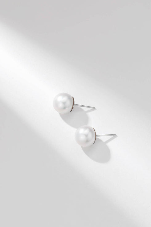 Timeless AAAA White Freshwater Round Pearl Stud Earrings - House Of Pearls