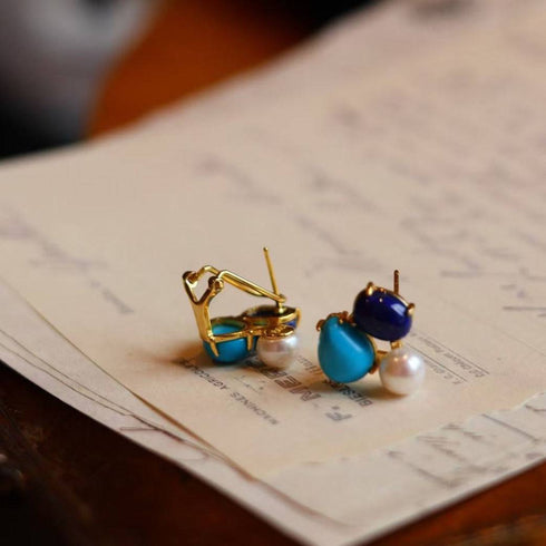 Turquoise Freshwater Pearl Earrings - House Of Pearls