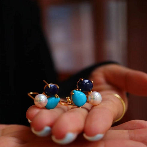 Turquoise Freshwater Pearl Earrings - House Of Pearls