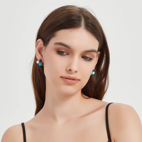 Turquoise Freshwater Pearl Earrings - House Of Pearls