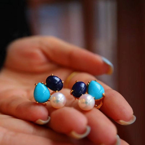 Turquoise Freshwater Pearl Earrings - House Of Pearls