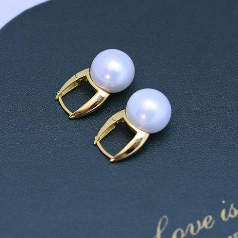 11-12mm Freshwater Pearl & Elegance Hoop Earrings - House Of Pearls