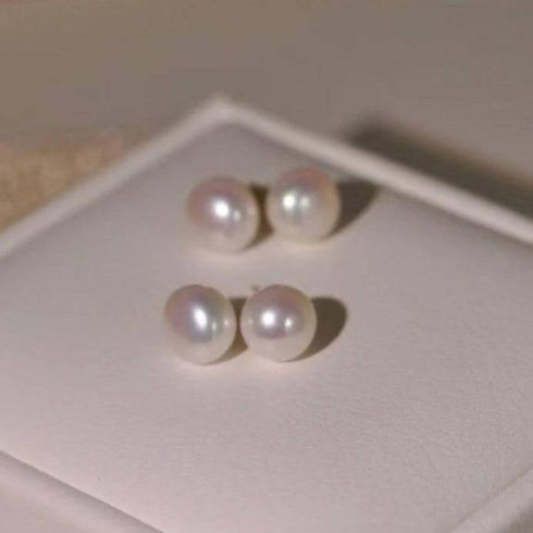 7-8mm Classic Button Freshwater Pearl Stud Earrings - House Of Pearls