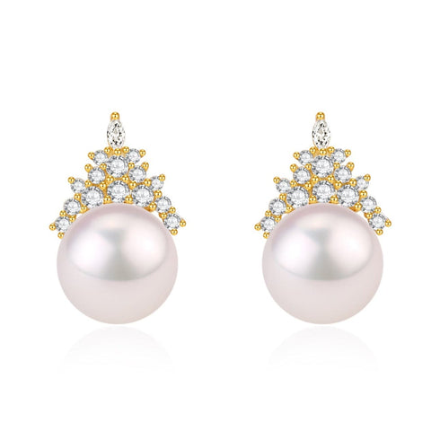 10-11mm Freshwater Pearl & Queen Earrings - House Of Pearls