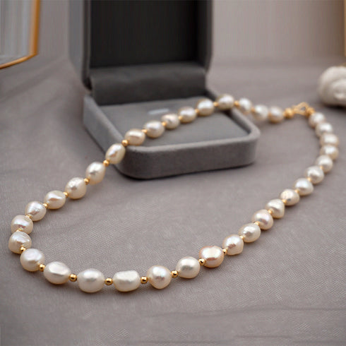 ELISA White Baroque Freshwater Pearl Necklace, Bracelet & Earrings (Purchase Individually) - Necklaces made with hand-selected pearls from House of Pearls