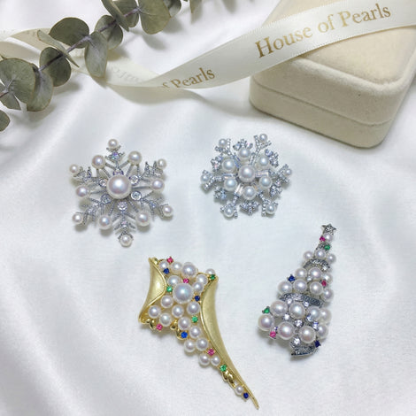Festive Freshwater Pearl Brooch Collection - Brooch made with hand-selected pearls from House of Pearls