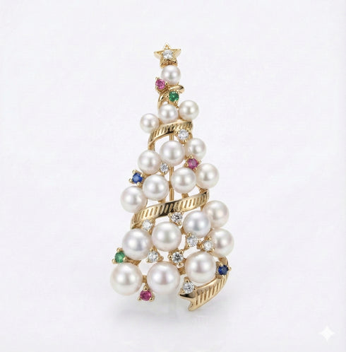 Festive Freshwater Pearl Brooch Collection - Brooch made with hand-selected pearls from House of Pearls