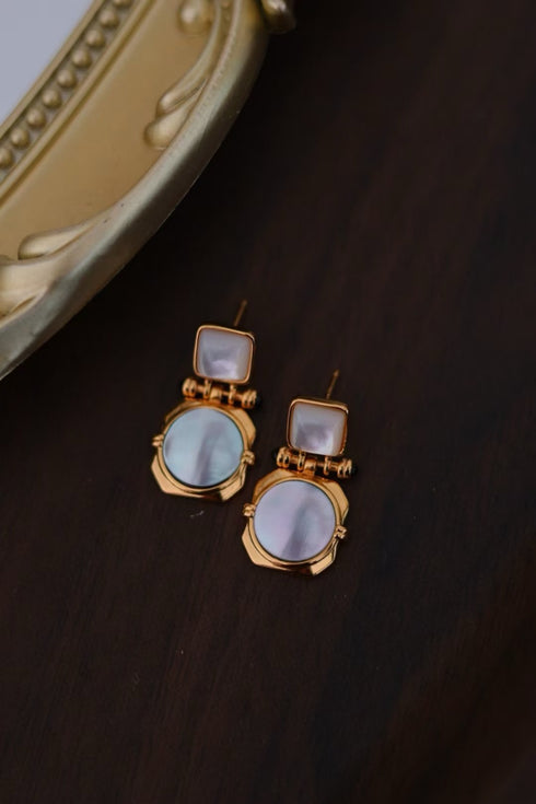 Freshwater Mabe Pearl & White Shell Earrings (US) - Earrings made with hand-selected pearls from House of Pearls