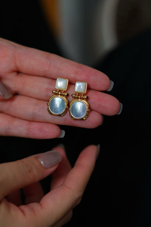 Freshwater Mabe Pearl & White Shell Earrings (US) - Earrings made with hand-selected pearls from House of Pearls