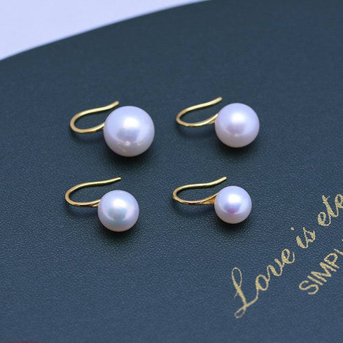 Freshwater White Pearl & Classic Hook Earrings-Silver - Earrings made with hand-selected pearls from House of Pearls