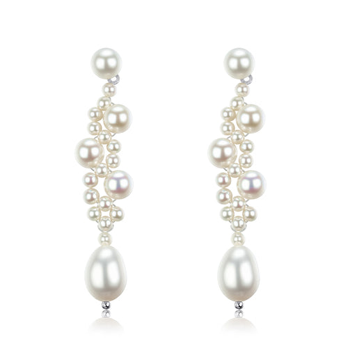 Cascading Freshwater Pearl Bridal Drop Earrings - Earrings made with hand-selected pearls from House of Pearls