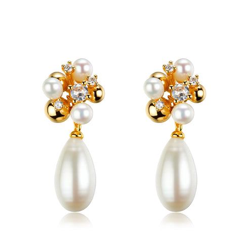 Freshwater Pearl Cluster Teardrop Earrings - Earrings made with hand-selected pearls from House of Pearls
