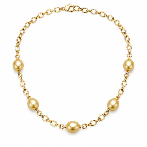 Necklace: Golden South Sea Baroque Pearl chunky-link chain on a gold-tone chain