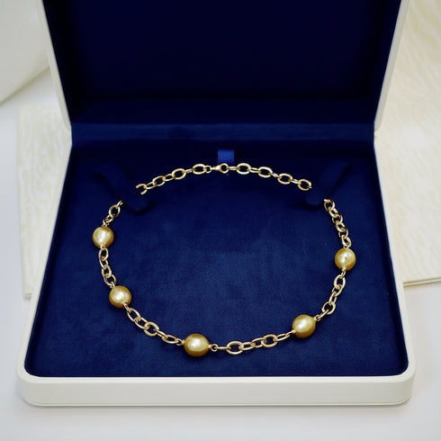 Golden South Sea Baroque Pearl Chunky Link Chain Bracelet - Bracelets made with hand-selected pearls from House of Pearls