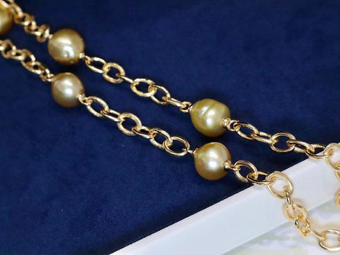 Golden South Sea Baroque Pearl Chunky Link Chain Bracelet - Bracelets made with hand-selected pearls from House of Pearls