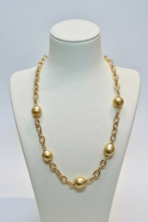 Golden South Sea Baroque Pearl Chunky Link Chain Bracelet - Bracelets made with hand-selected pearls from House of Pearls