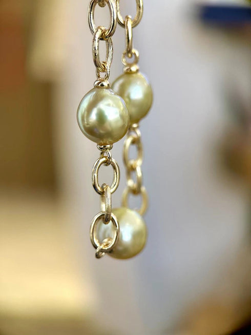 Golden South Sea Baroque Pearl Chunky Link Chain Bracelet - Bracelets made with hand-selected pearls from House of Pearls