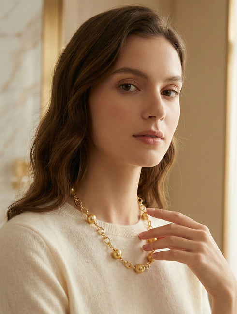 Golden South Sea Baroque Pearl Chunky Link Chain Bracelet - Bracelets made with hand-selected pearls from House of Pearls