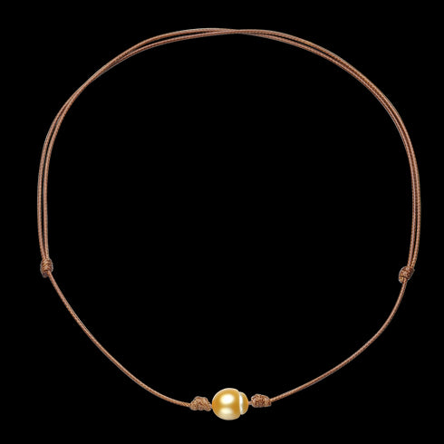 Golden South Sea Baroque Pearl Knotted Leather Necklace - Necklaces made with hand-selected pearls from House of Pearls