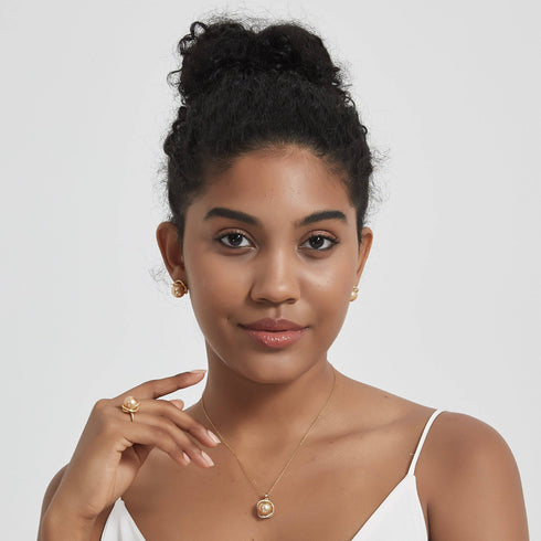 Golden South Sea Pearl 11.0-12.0mm & CZ Rose Collection - Earrings made with hand-selected pearls from House of Pearls