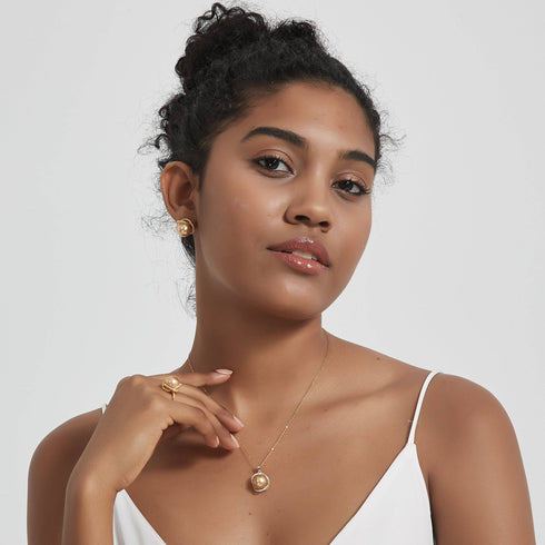 Golden South Sea Pearl 11.0-12.0mm & CZ Rose Collection - Earrings made with hand-selected pearls from House of Pearls