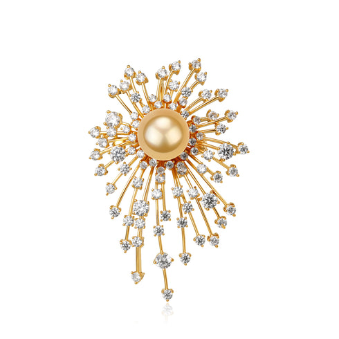 Golden South Sea Pearl Fireworks Brooch - Brooch made with hand-selected pearls from House of Pearls