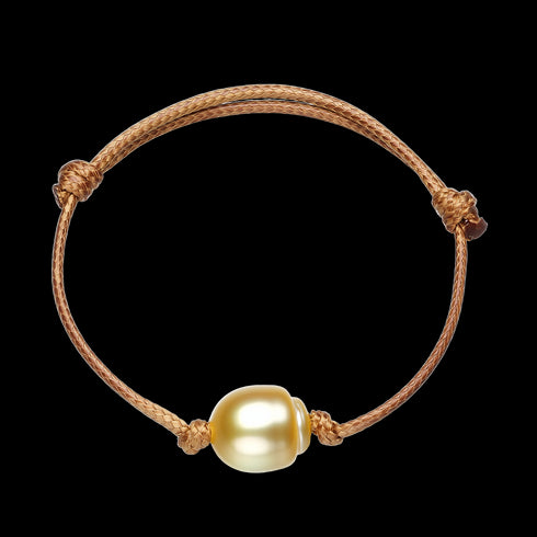 Golden South Sea Pearl Knotted Leather Blacelet - Bracelet made with hand-selected pearls from House of Pearls