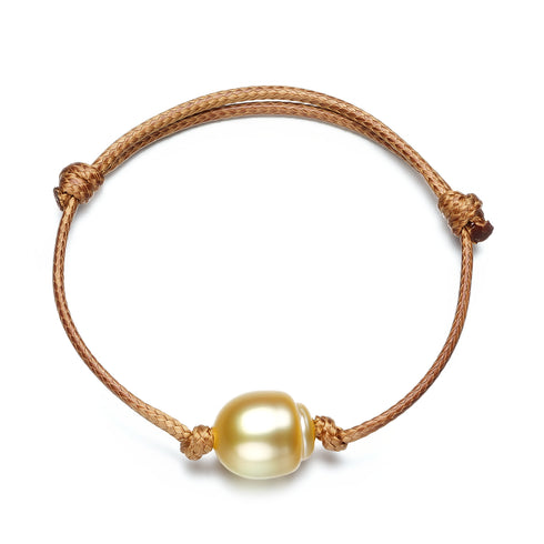 Golden South Sea Pearl Knotted Leather Blacelet, Necklace Set - Sets made with hand-selected pearls from House of Pearls
