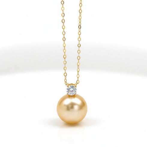 Fairy Drop Golden South Sea Pearl 18K Gold Pendant Necklace