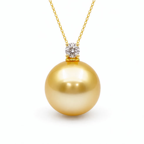 Fairy Drop Golden South Sea Pearl 18K Gold Pendant Necklace