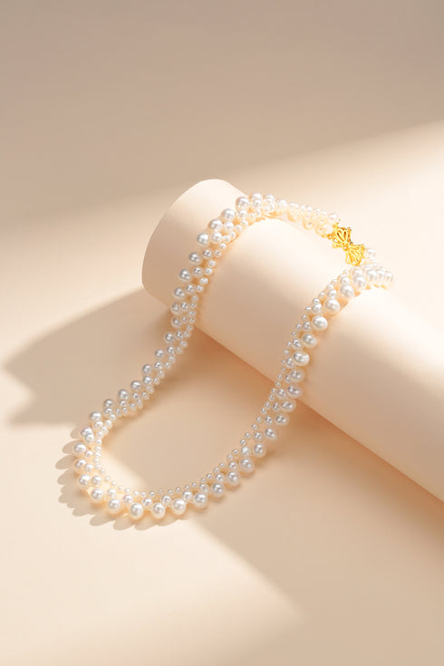 Gradual Pearl Braided Bow Necklace - Necklaces made with hand-selected pearls from House of Pearls
