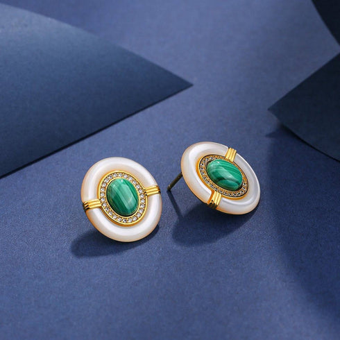 Green Malachite Mother Of Pearls Earrings, Necklace and Ring (Purchase individually) - Sets made with hand-selected pearls from House of Pearls