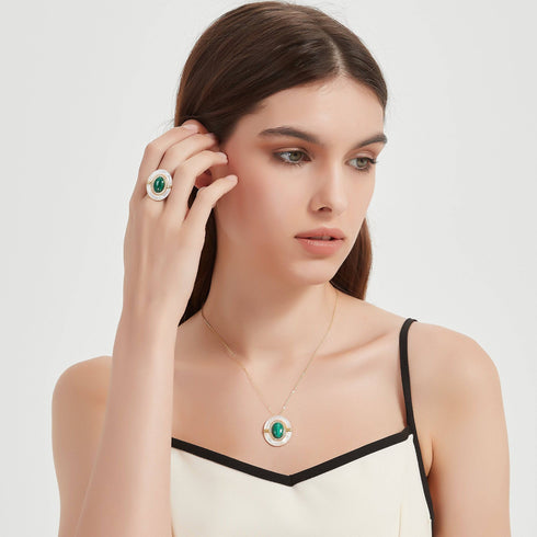 Green Malachite Mother Of Pearls Necklace - Necklaces made with hand-selected pearls from House of Pearls